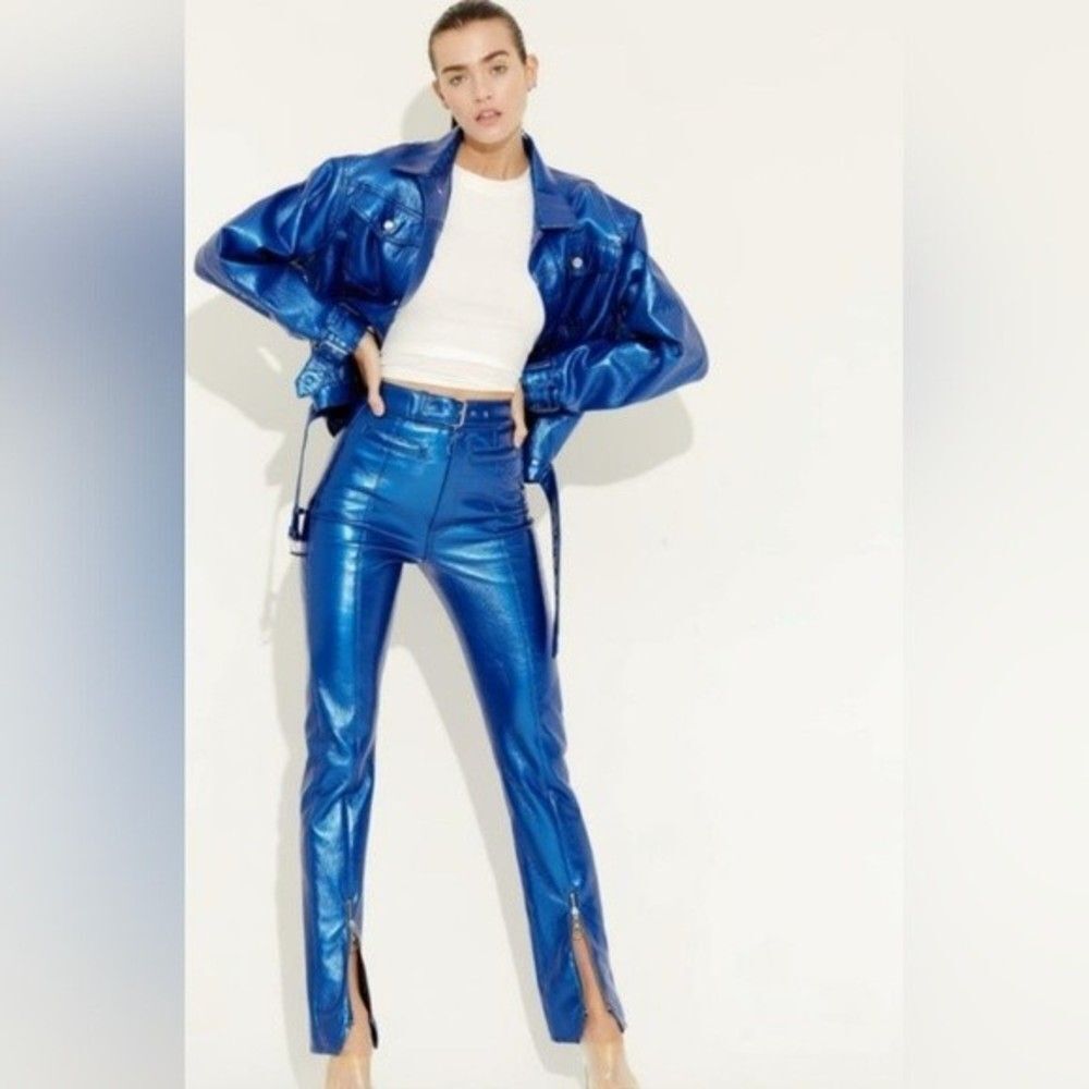 Marta Goldschmied NWT Jacket Garbage Karina‎ moto metallic blue denim sz S